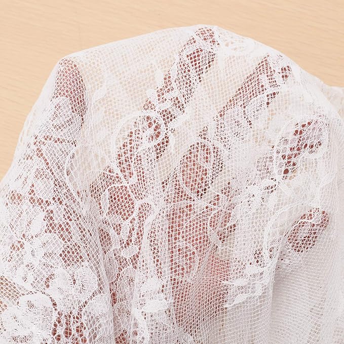LuoluoHouse 2 Pack 60 x 120 Inch White Lace Rustic Table Cloths Vintage - Image 5