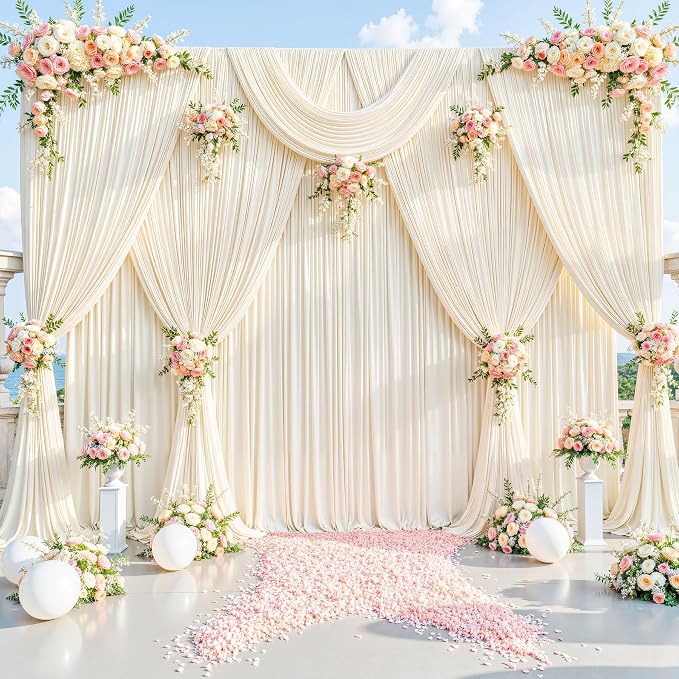 10ft x 10ft Champagne Backdrop Curtain for Baby Shower Wrinkle Free Backdrop Drapes Panels for Parties Wedding Bridal Shower Birthday Photo Photography Polyester Fabric Background Decoration - Image 4