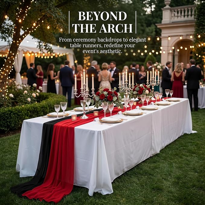 AMZLOKAE Wedding Arch Draping 2 Panels Black Red 18FT Ceremony - Image 3