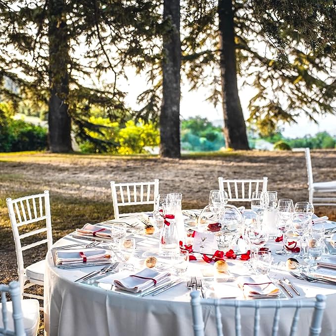 10 Pack Round Tablecloth White Round Tablecloth 90 Inch Table Cloths Washable Polyester Fabric Bulk Linen Tablecloths Table Cover for Parties Wedding Banquet Buffet Dinning - Image 3