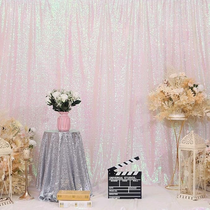 Juya Delight 6FT X 8FT Non-Transparent Sequin Photography Backdrop for Birthday Party Wedding Decoration (Iridescent) - Image 2