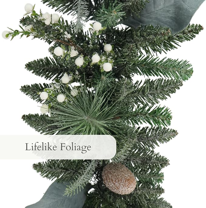 CG Hunter Flocked Pine Christmas Garland, 9 ft, Holiday Decor | Realistic indoor and outdoor holiday greenery; premium artificial Christmas decoration for mantels, doors and entryways - Image 2
