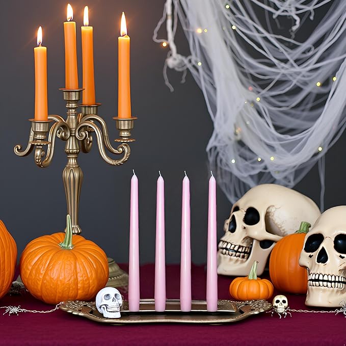 24 Pack Pink Taper Candles丨Taper Candles 10 Inch Dripless丨Unscented & Smokeless Candlesticks Bulk丨7-8 Hours Long Burning Tall Candles丨Ideal for Christmas Weddings Parties Dinner