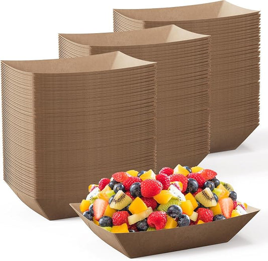 JOLLY CHEF 2lb Paper Food Tray 1000 Pack Disposable Paper Boat Serving Boat | Disposable Paper Food Boats Food Holder for Gameday Snacks French Fries Nachos Hot Dog Tacos BBQ Party by JOLLYCHEF