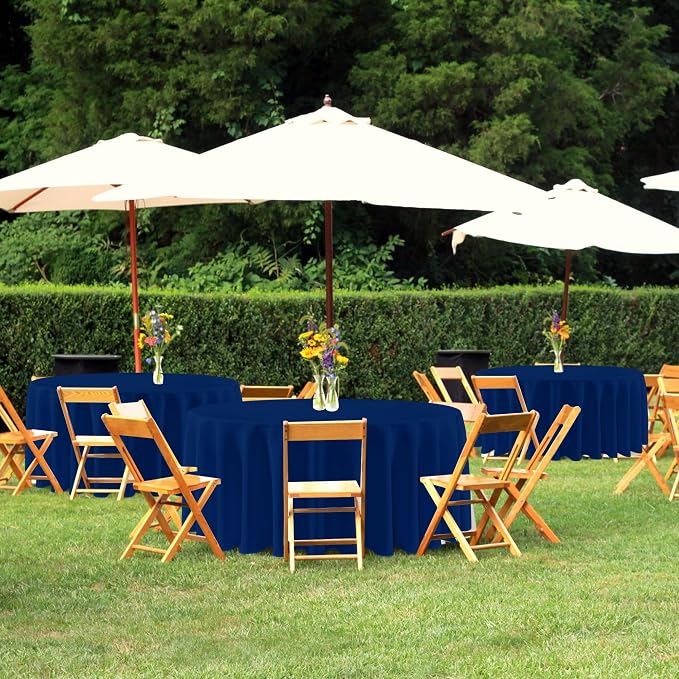 sancua Navy Blue Round Tablecloths 90 Inch (Fit 30-72 Inch Tables), 6 Pack | Circle Fabric Table Cloths for Wedding Party Banquet Birthday, Washable Polyester Cover - Image 4