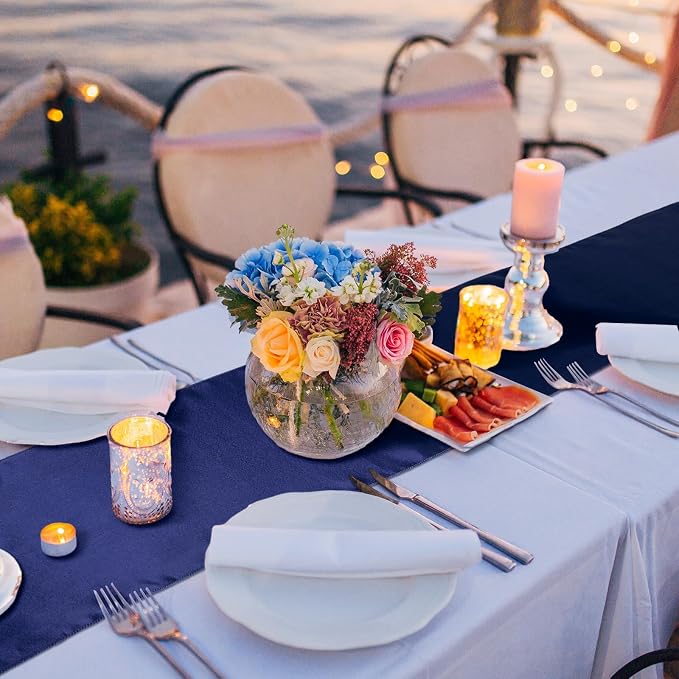 24 Pcs Navy Blue Satin Table Runners Bulk, 12 x 108 Inch | Runners for Table, Smooth Fabric Tablecloth, Wedding Banquet, Birthday Party, Fall Decorations, Halloween Christmas Party - Image 2