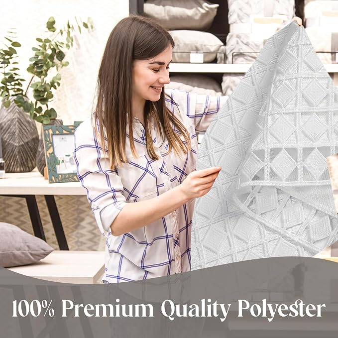 Majestic Giftware Polyester Tablecloths for Rectangle Tables - White Lace | (70/108) - TC1726UL Diamond-Unlined Design Dining Table Cover | Decorative Washable Tablecloth for Home, Kitchen, Dining - Image 6
