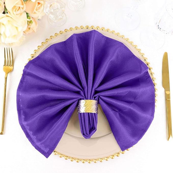 Tableclothsfactory Premium Pack of 100 Premium Purple 20" x 20" Washable Polyester Napkins Great for Wedding Party Restaurant Dinner Parties for Party & Decorations by TABLECLOTHSFACTORY