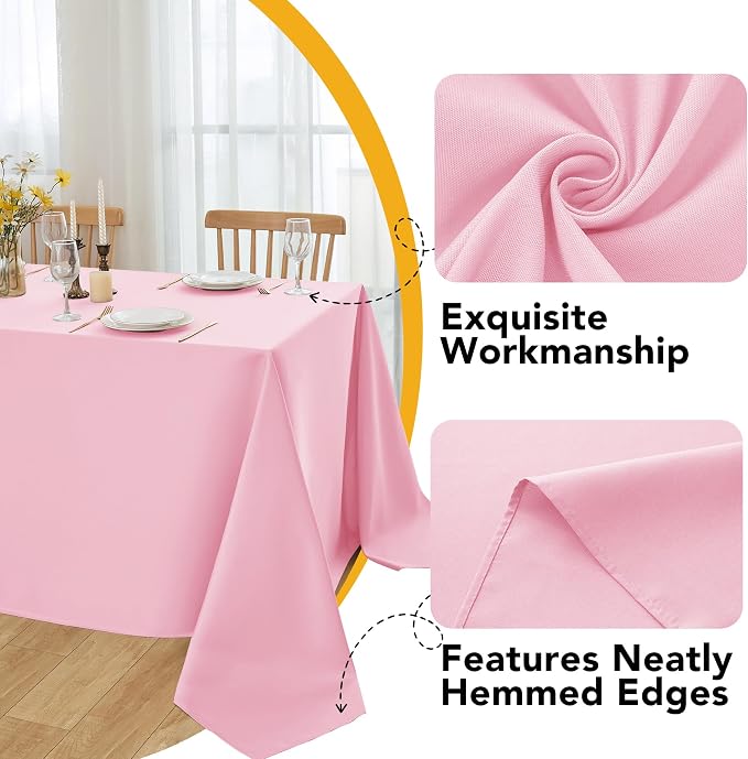 10-Pack Pink Tablecloths for Rectangle Tables, 70 x 120 Inches | Stain-Resistant Polyester Fabric for 6 Foot Tables - Washable Table Covers for Weddings, Banquets, Birthday Parties, Events - Image 3