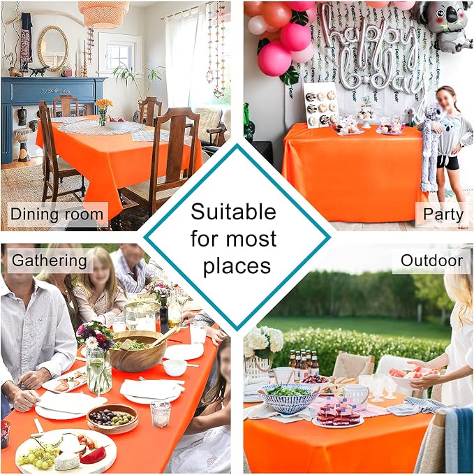 Hiasan 2 Pieces Pumpkin Orange Square Tablecloth, 60 x 60 Inch | Waterproof, Spillproof, Washable Polyester Table Cloth for Dining Room/Restaurant/Birthday/Party/Outdoor Picnic - Image 2