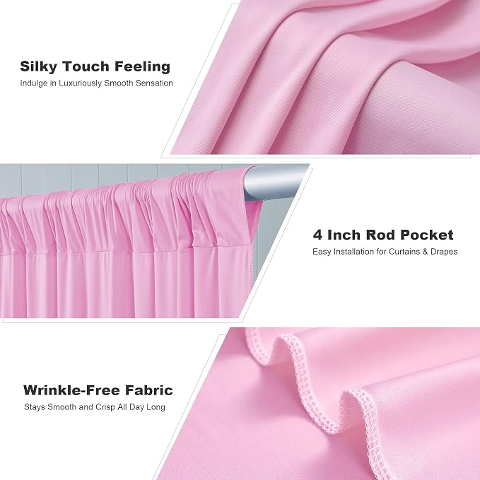 40x10ft Baby Pink Backdrop Curtains for Parties, 8 Panels 5x10ft Wrinkle-Free Polyester Background Curtains for Wedding, Birthday, Baby Shower,Graduation, Decorations - Image 4