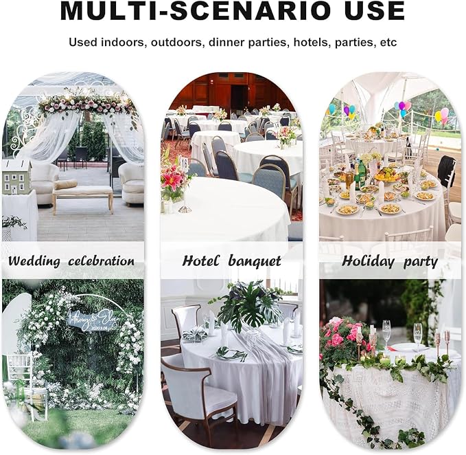 White Round Tablecloth 90 Inch Polyester Table Cover, 1 Pack | High-Opacity Soft Polyester, Wrinkle Free, Spillproof Circle Table Cover for Wedding, Banquet, Buffet, Party, Event - Image 9