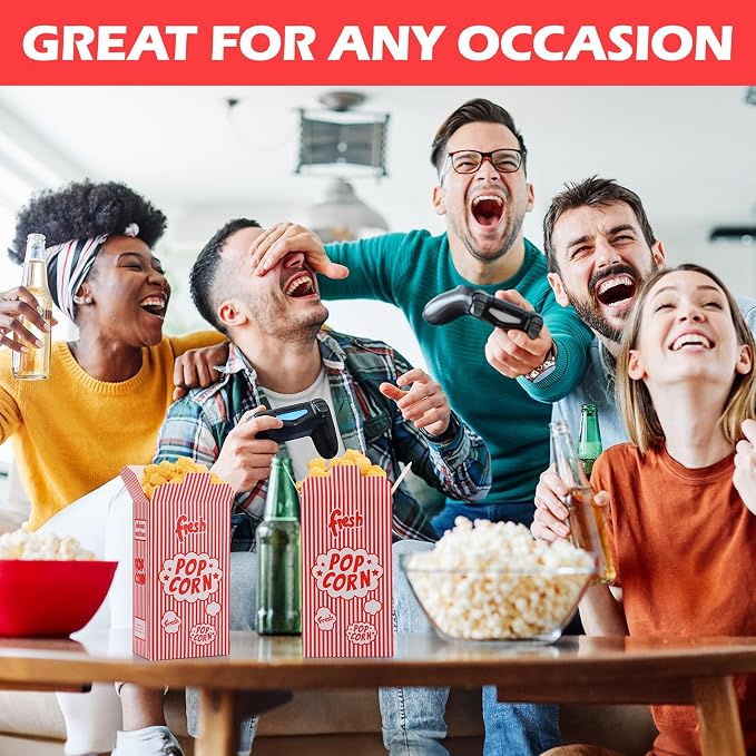 Ireer 200 Pcs 1oz Popcorn Boxes Popcorn Containers Bulk Red and White Striped Paper Boxes for Puffed Rice Machine Movie Night Party Theater Carnival Circus Party Supply - Image 7