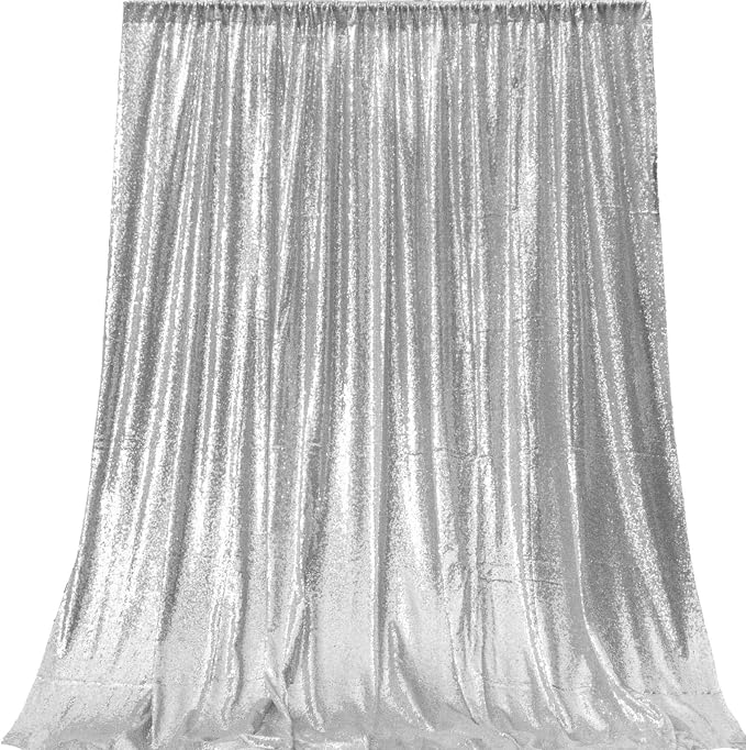 Silver Sequin Backdrop Curtains 4 Panels 2FTx8FT - Image 7