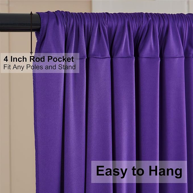 30×8ft Wrinkle Free Dark Purple Backdrop Curtain for Mermaid Birthday Party, 6 Panels 5ft×8ft Soft Silky Polyester Purple Photo Backdrop Drapes for Baby Shower Wedding Engagement Photography - Image 5