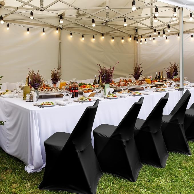 Tudomro 50 Pcs Spandex Stretch Chair Covers for Wedding Banquet,Black - Image 4