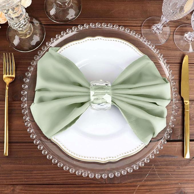 Tableclothsfactory Premium 100 Pack | Sage Green Polyester Linen Dinner Cloth Napkins, Reusable Linen | 20"x20" | Washable for Party & Decorations - Image 6