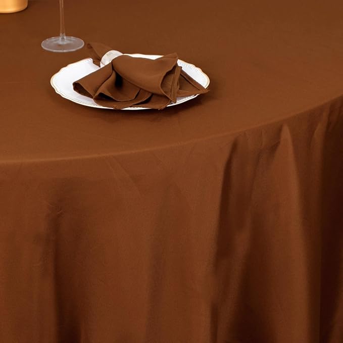 10 pcs 120 inch Cinnamon Brown Round Tablecloths Fabric Table Cover Linens | 120" Washable Fabric Table Cloth Covers for Wedding Party Polyester Reception Buffet Events Catering Dining Events Kitchen - Image 3