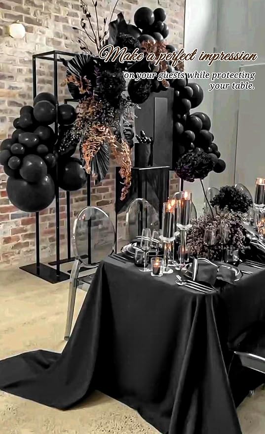 Pesonlook 10Pack Black Tablecloths 90 x 132 Inch, Rectangle Tablecloth for 8ft Table, Tables Polyester Table Cover Washable Cloth Wedding Reception Banquet Party - Image 6