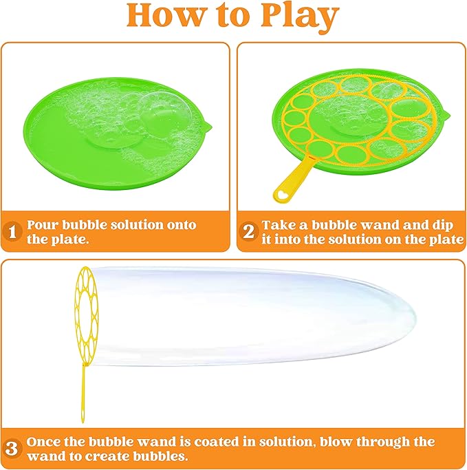 JOYIN Big Bubble Wands Set Bulk for Kids Summer Outdoor Toy Game Activity Party Favors, 18 Pcs Giant Bubble Maker with Tray, 12" Large, 6 Pcs Solution Suitable for All Age People