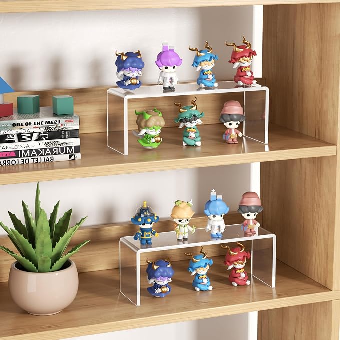 Aminigram 12 Pack Large Acrylic Risers Display Stands,Perfume Organizer Stand, Clear Acrylic Shelf for Show Decor Display, Toys, Cupcake and More(12.4 x 4 x 4.6 inches) - Image 6