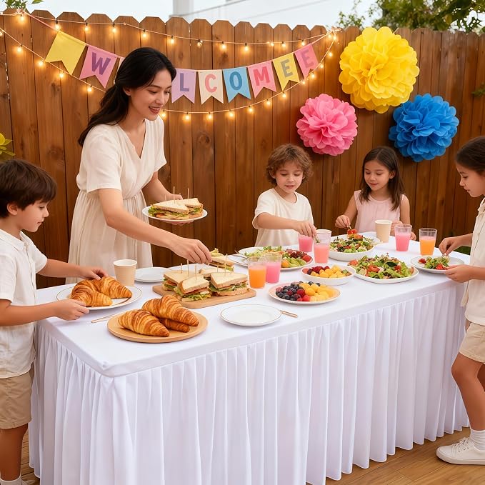Shillance 2 Pack White Table Clothes for 4 Foot Rectangle Tables, Premium Polyester Rectangle Tablecloth Wrinkle Resistant Washable Table Cover for Wedding, Party, Dining,Banquet,Buffet Tables - Image 3