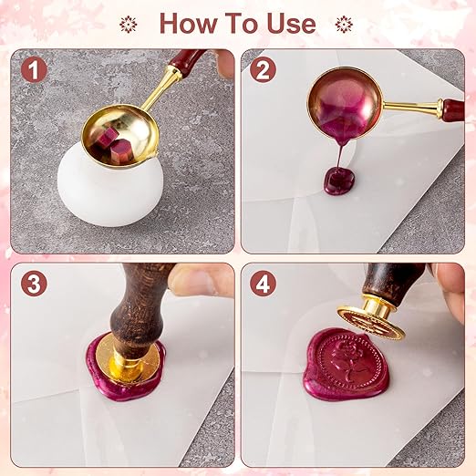 9pcs Wax Seal Stamp Kit, Brass Sealing Wax Stamps Head & Wooden Handle for Wedding Invitations Cards Envelopes(Tree of Life+Tulip+Vintage Rose+Love Rose+Daisy+Butterfly+Sakura+Leaves)