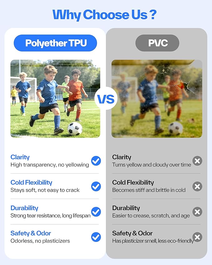 Sportneer XL Transparent Sports Tent, 46" L x 46" W x 63.5" H 3-Side Clear TPU Pop-Up Shelter for 1 Adult & 1 Kid, All-Weather Warm Pod, Portable Windproof & Rain Protection for Outdoor Games