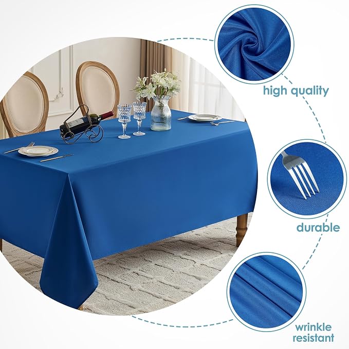VidaFete 10 Pack 90*132inch Royal Blue Rectangle Tablecloth for 6ft Tables | Stain & Wrinkle Resistant Polyester Rectangular Table Cloth for Kitchen Dining Wedding Banquet Decoration - Image 2