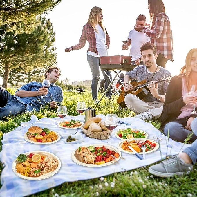 Vplus 100% Compostable Oval Paper Plates 10 inch 125 Pack, White | Super Strong, Disposable Paper Plates, Bagasse Natural Biodegradable, Sugarcane for BBQ, Party, Dinner, and Picnic - Image 7