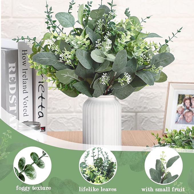 Ceenna 200 Pcs 6 Kind Mixed Eucalyptus Leaves Stem Bulk Artificial Greenery | Fake Silver Dollar Eucalyptus Bundle Faux Plants Greenery for DIY Bouquets Floral Arrangement Wedding Engagement Decor - Image 5