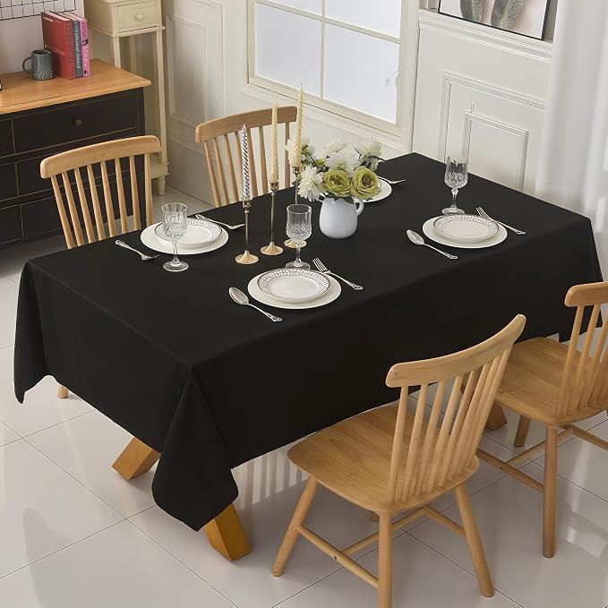 10-Pack 60x144 inch Black Table Cloths, Solid Stain and Wrinkle Resistant Oblong Tablecloth, Premium Plain Weave Polyester Fabric Rectangle Table Linen Covers for Hotel, Banquet - Image 7