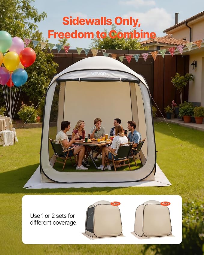 VEVOR Sidewalls for Screen House Gazebo, for VEVOR 6 x 6 ft Screen House Tent, Sun Protection, 5.51 x 5.71 ft 300D Oxford Silver-Coated Fabric, Pack of 2 (Not Include Tent), for Outdoor Activities