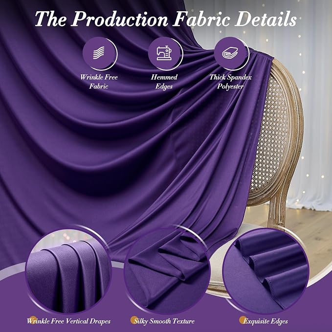 40 ft x 10 ft Wrinkle Free Purple Backdrop Curtain for Parties, 5ft x 10ft 8 Panels Polyester Purple Photo Backdrop Drapes for Wedding Birthday Party Baby Shower Fabric Photo Curtains for Mermaid - Image 7