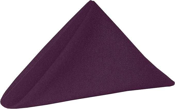 Ultimate Textile 17x17-Inch Cotton-Feel Cloth Napkins, Aubergine Set of 120 | Bulk Case of 10 Dozen, Square, 100% Spun Polyester Fabric, MJS-Spun Construction, Cotton-Like Hand, Machine Washable, Purple by UltimateTextile