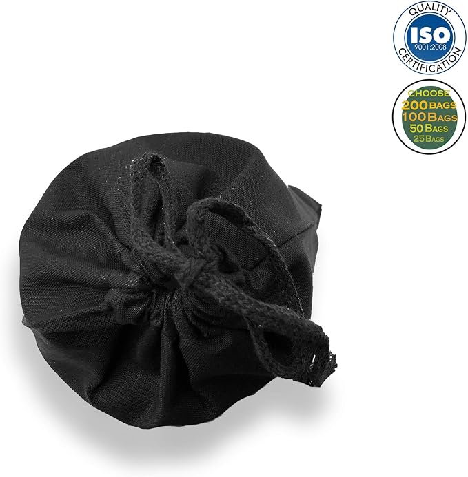 Eco Green Textiles Black Cotton Reusable Premium Quality Muslin Drawstring Bags, Size :6x10 inches,QTY :100 - Image 3