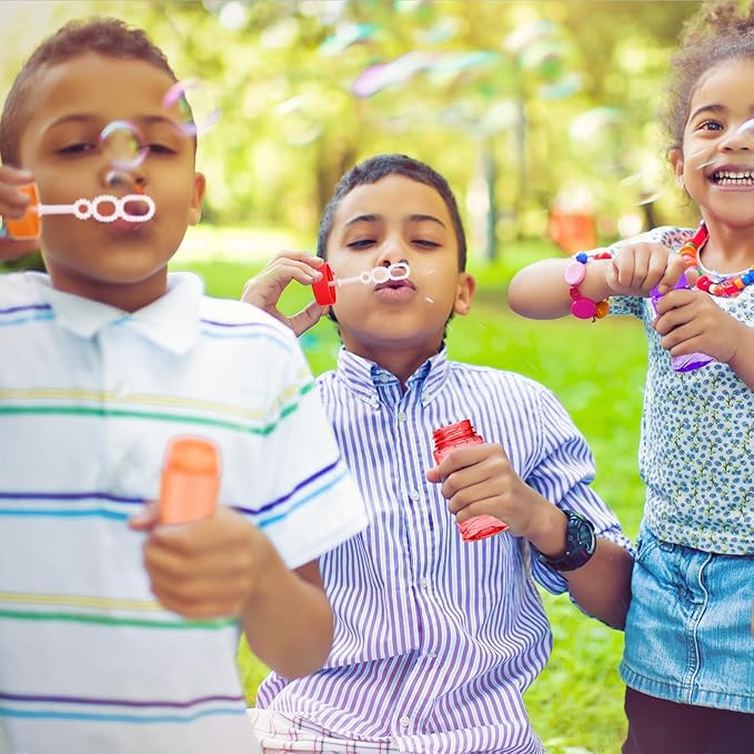 48 Pack Bubble Bottle with Wand Attached to the Cap (8 Colors), Bubbles Bulk Set for Kids Party Favors, Blower Bubbles Refill Toy for Toddler Summer Outside, Birthday Gift, Goody Bag Stuffers Supplies