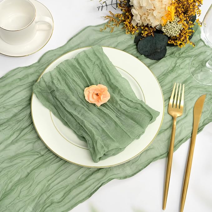 fani 60 Pack Gauze Cheesecloth Napkins, 20 x 20 in, Sage Green | Wrinkled Table Napkins, Soft Cotton, Rustic Decorative, Weddings, Party, Dinner Table, Everyday Use - Image 3
