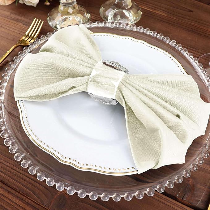 Tableclothsfactory Premium Pack of 100 Premium Ivory 20" x 20" Washable Polyester Napkins Great for Wedding Party Restaurant Dinner Parties for Party & Decorations - Image 8