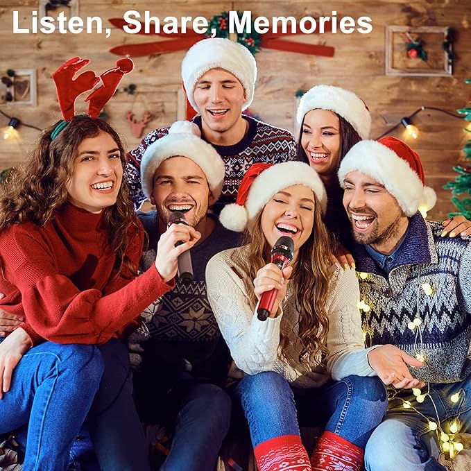 JYX PartyBox Wireless Microphone, Dual UHF Handheld Dynamic Mic with Receiver, 6.35mm(1/4") Output, 3.5mm(1/8") Adapter, Clear Voice, Rechargeable Battery Karaoke Mics Compatible with All Speakers