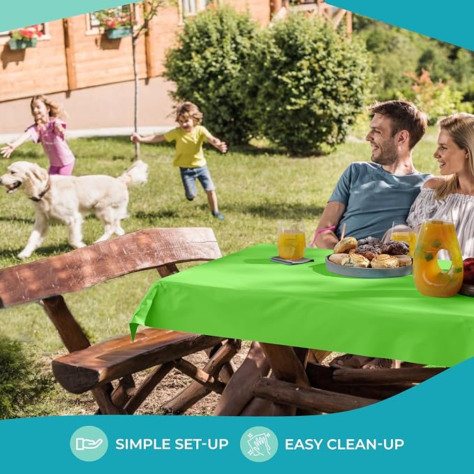 Party Solids Lime Plastic Table Cover Roll Pack of 6, 40" X 100' Table Cloth Plastic Cover Roll - Premium Quality Thick 0.5 MIL Banquet Rolls - Disposable Tablecloth Rolls - Image 6