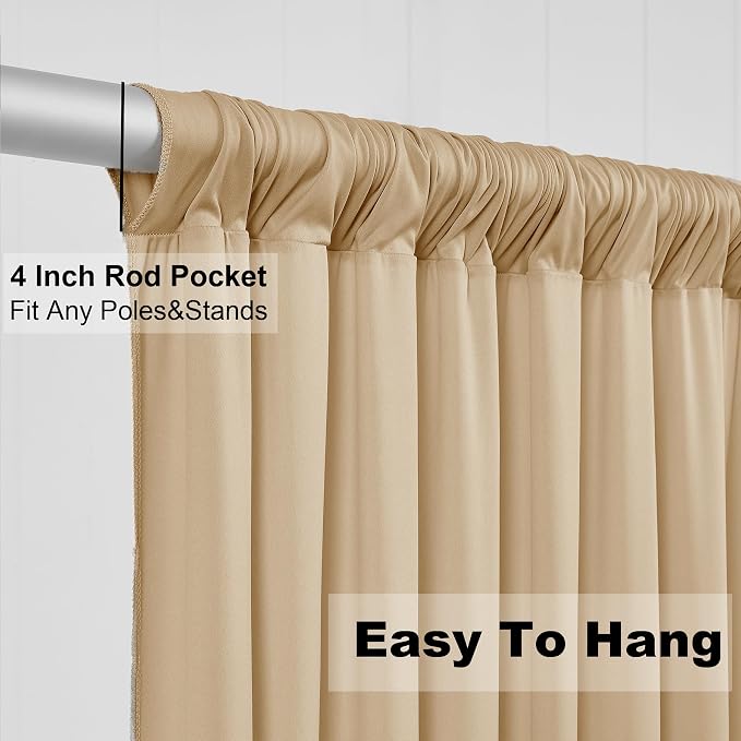 30ft x 10ft Wrinkle Free Beige Backdrop Curtains for Parties Weddings, 6 Panels 5×10ft Soft Silk Polyester Photo Backdrop Drapes for Birthday Baby Shower Baptism Photo Photography Background Cloth - Image 5