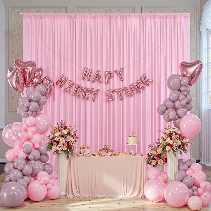 20ft x 8ft Wrinkle Free Pink Backdrop Curtain for Parties, 4 Panels 5×8ft Silky Polyester Light Pink Photo Backdrop Drapes Back Drop Cloth for Girl Party Birthday Wedding Gender Reveal Photography - Image 6