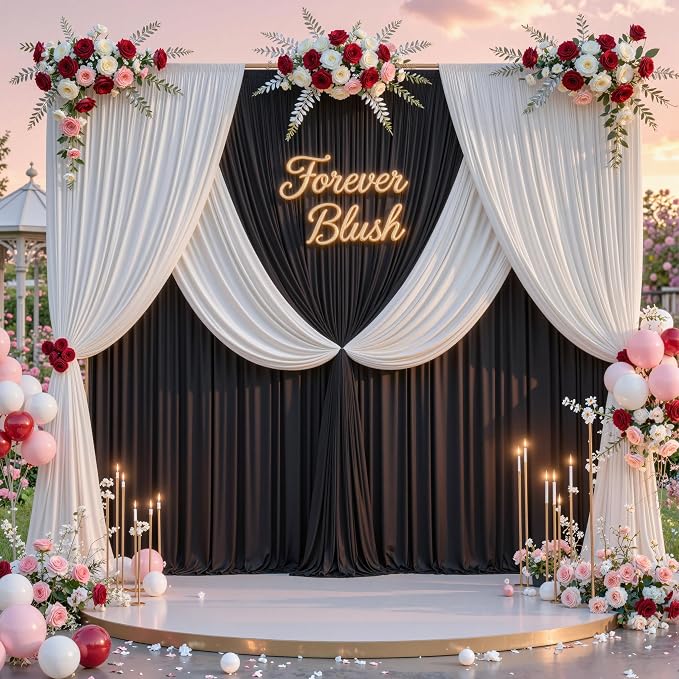 30 ft x 8 ft Black Backdrop Curtain for Parties, 6 Panels 5 ft x 8 ft Wrinkle Free Polyester Photo Black Backdrop Drapesfor Graduations Birthday Wedding Party Stage Curtains Home Decoration Supplies - Image 8