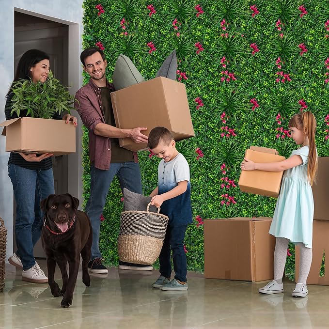 Grooy Artificial Boxwood Panels, 12PCS 20"x20" Fake Grass Wall Decor | Privacy Hedge Fence Screen, UV Protection Greenery Backdrop, Odorless, Realistic, Outdoor Garden Backyard Decoration - Image 4