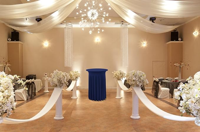 6 Packs Round Cocktail Table Cloth with Wavy Drapes, Spandex Stretch Cocktail Tablecloth, Fitted High Top Table Covers for Wedding Outdoor Parties Patio Bar(32"x 43",Navy Blue) - Image 7
