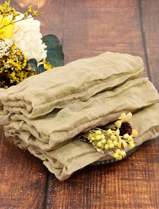 fani 60 Pack Gauze Cheesecloth Napkins, 20 x 20 in, Beige | Wrinkled Table Napkins, Soft Cotton, Rustic Decorative, Weddings, Party, Dinner Table, Everyday Use - Image 5