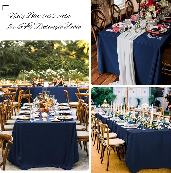 Pesonlook 6Pack Navy Blue Tablecloths for 6 ft Rectangle Tables, 60 x 102 Inch Rectangle Table Cloth Polyester Fabric Washable Table Cloth for Wedding Reception Banquet Party Restaurant - Image 6