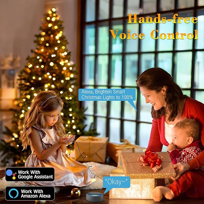 BrizLabs Smart Christmas Lights, 180FT 500 LED Color Changing Christmas Lights with APP/Voice Control, Warm White & Multicolor Xmas Fairy Lights Music Sync Tree Lights Dimmable for Indoor Outdoor Home