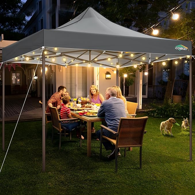 COBIZI 10x10 Pop Up Canopy Tent Heavy Duty with 4 Sidewalls, Commercial Easy Up Instant Canopy Outdoor for Events Party Wedding, All Weather Waterproof UV 50+ with Carry Bag (Leg Upgraded), Gray